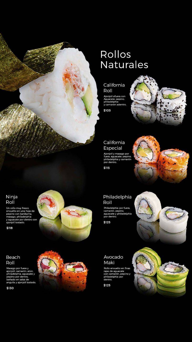 Carta del restaurante Yokiro Sushi Plaza Acaya, Mazatlán