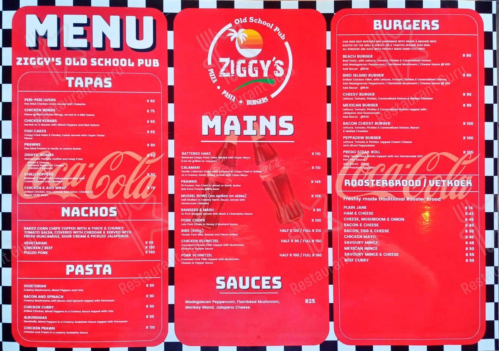 Ziggy S Pub Restaurant Menu