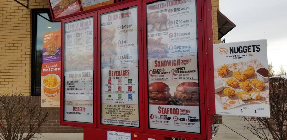 Menu at Popeyes Louisiana Kitchen fast food, Zion Crossroads