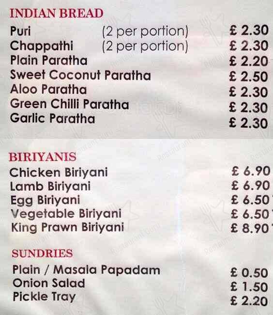 Vijaya Krishna menu