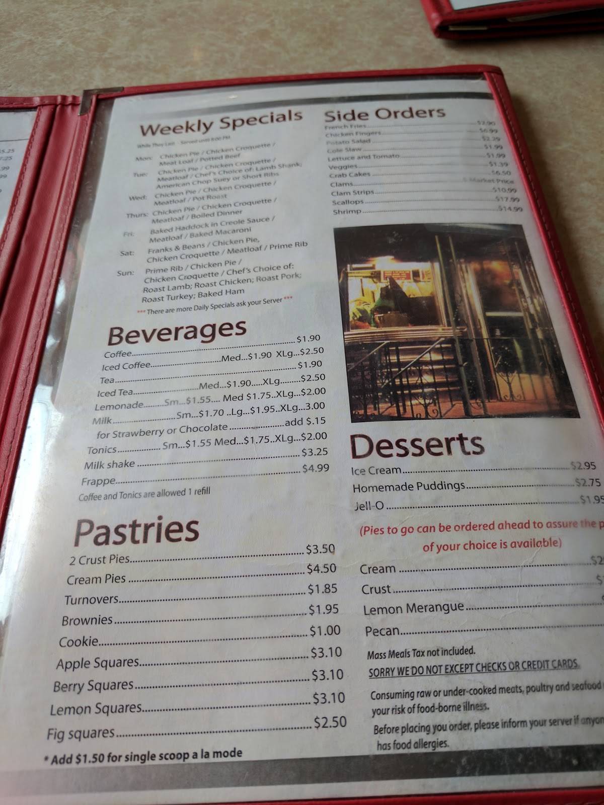 Menu at Agawam Diner restaurant, Rowley