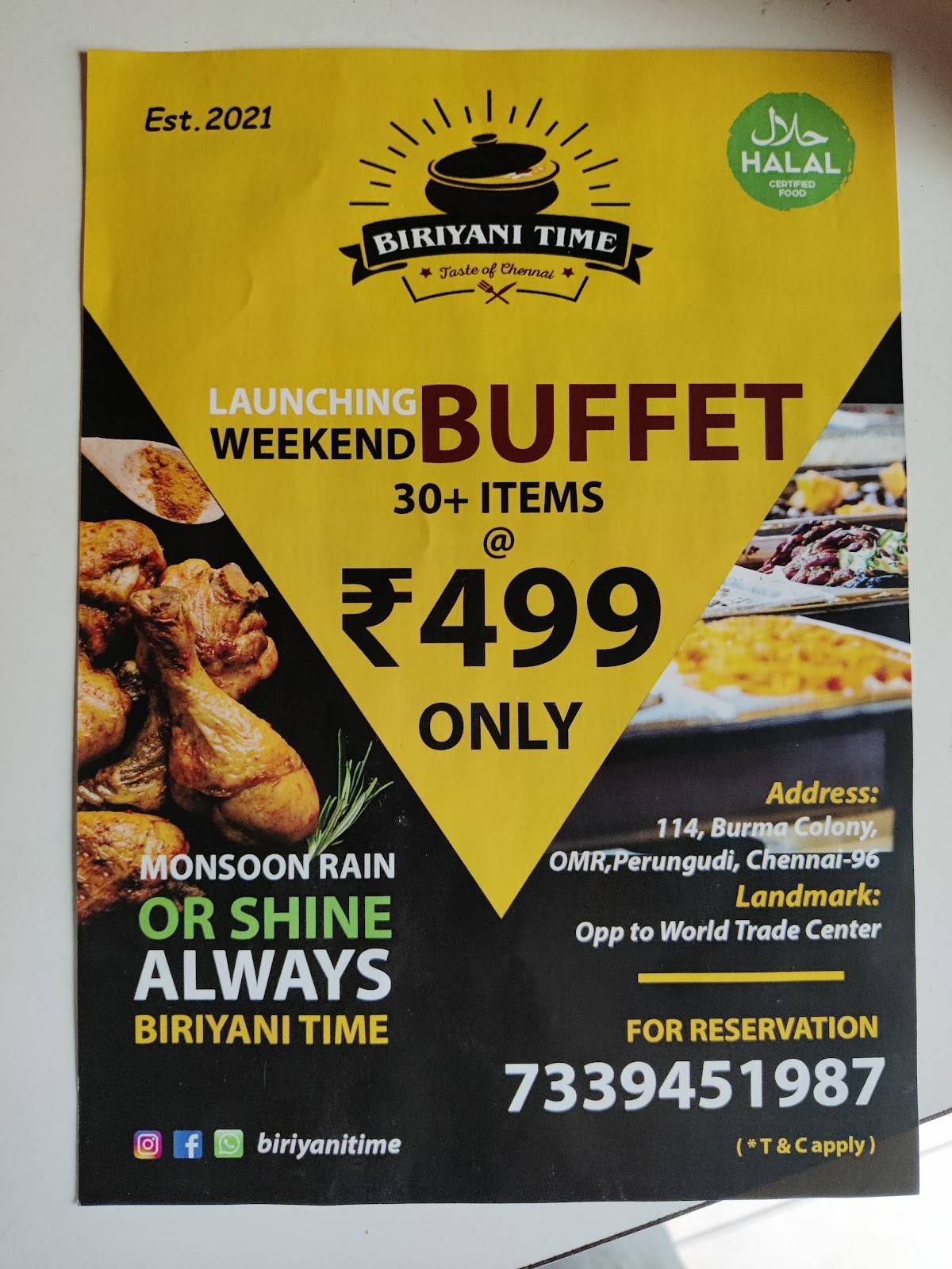 Menu At Biriyani Time Chennai