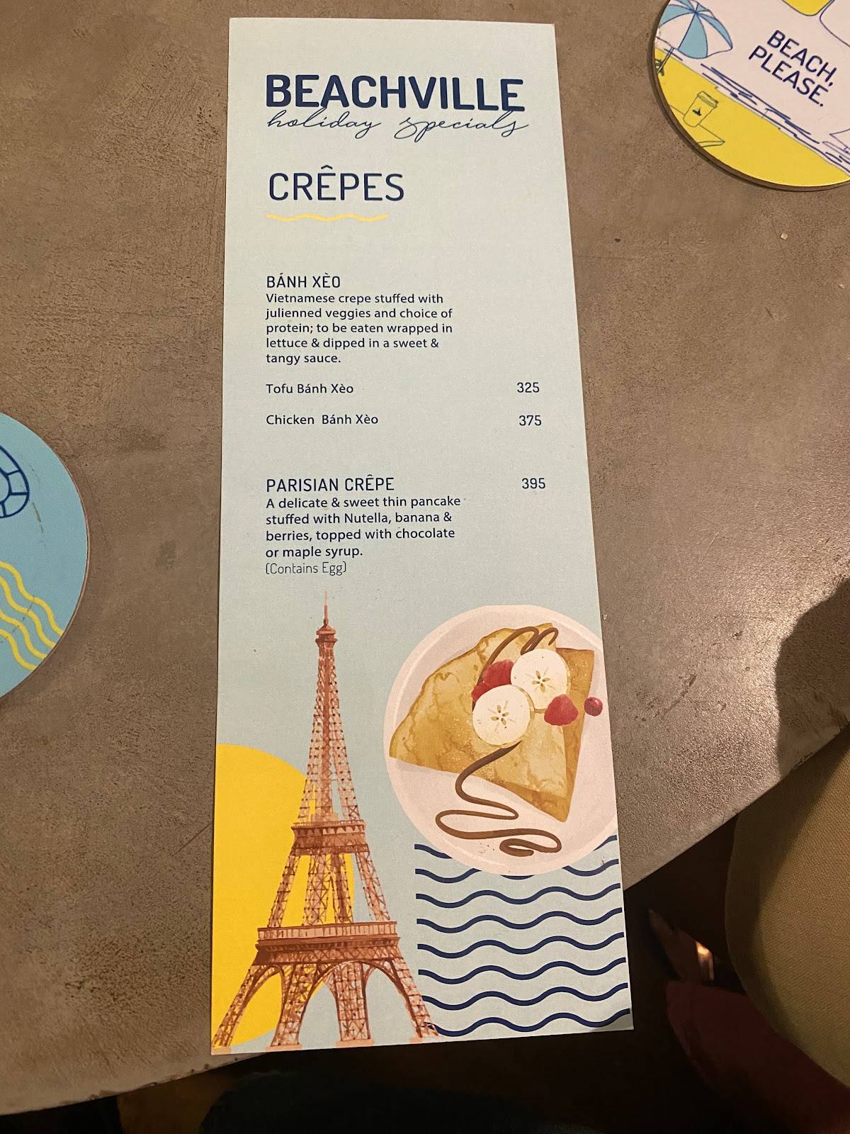 Menu at Beachville Coffee Roasters, Chennai