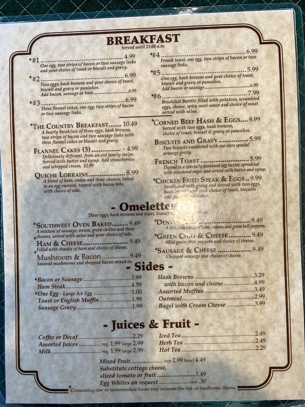 Menu at Berry's Pie Pantry cafe, Prescott