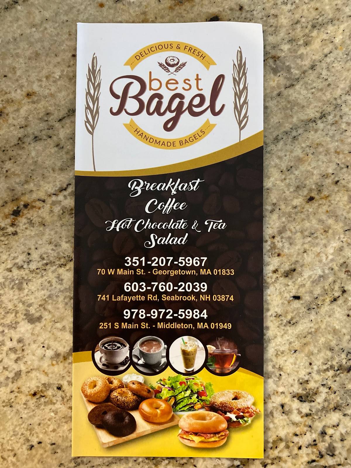 Menu at Best Bagel III, Middleton