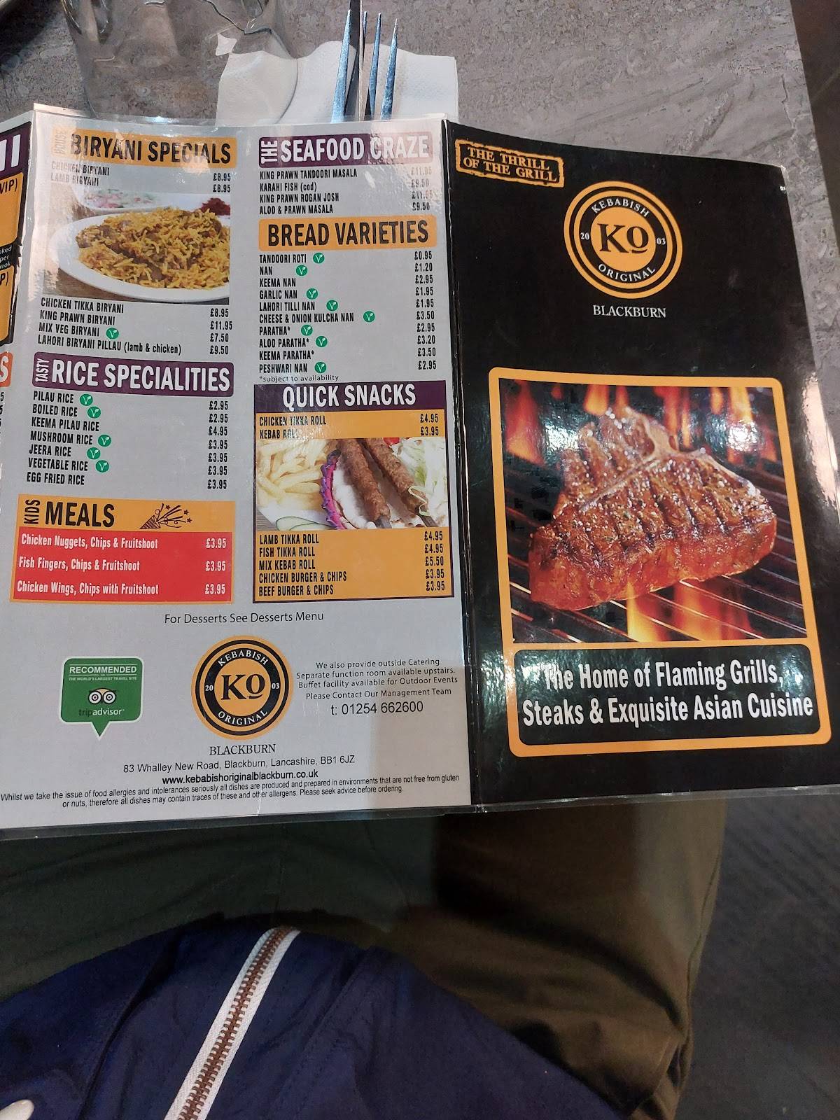 Menu at Kebabish Original Blackburn restaurant, Blackburn