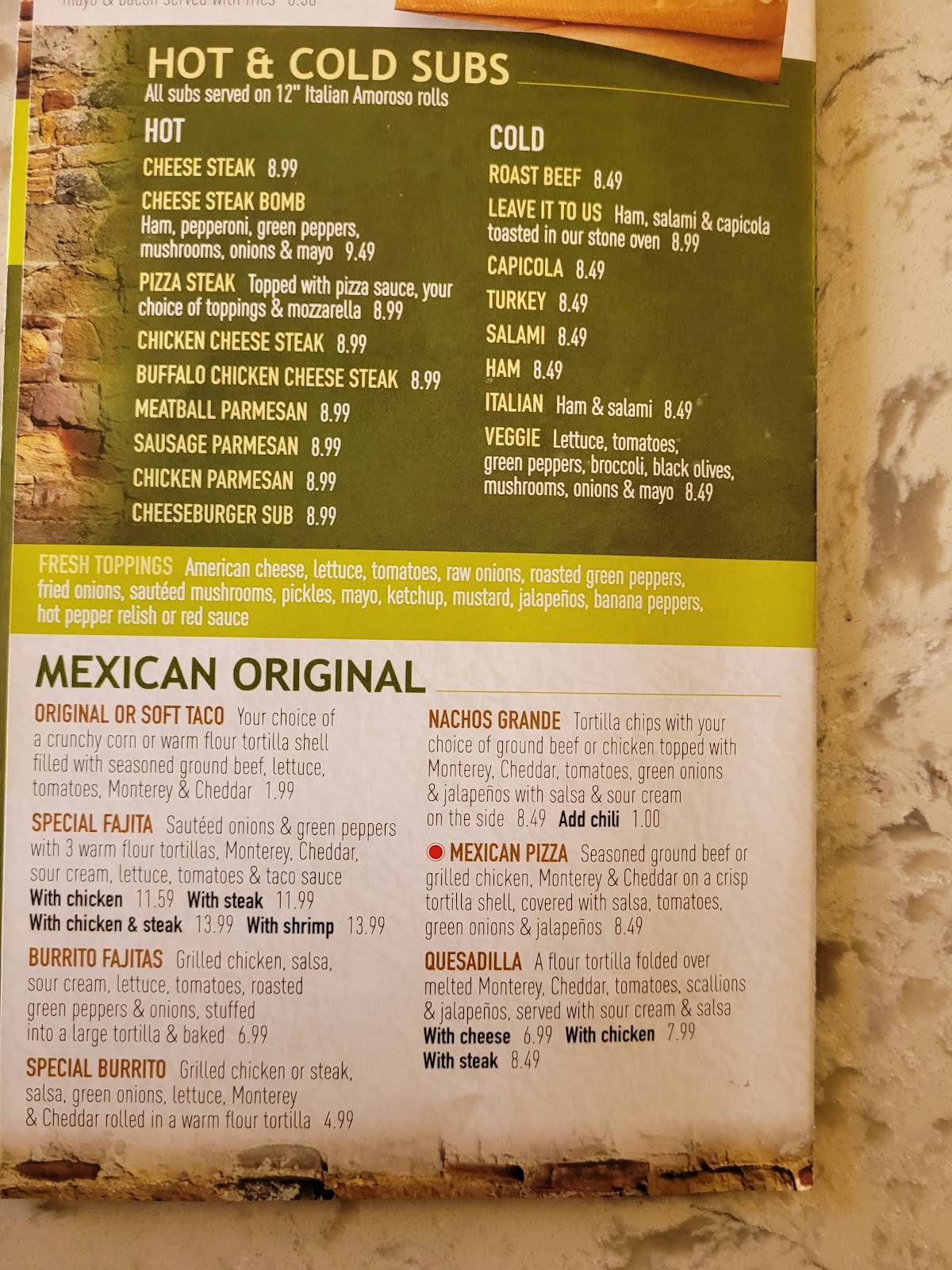 Menu at Brother's Pizza Express pizzeria, Hagerstown, Dual Hwy