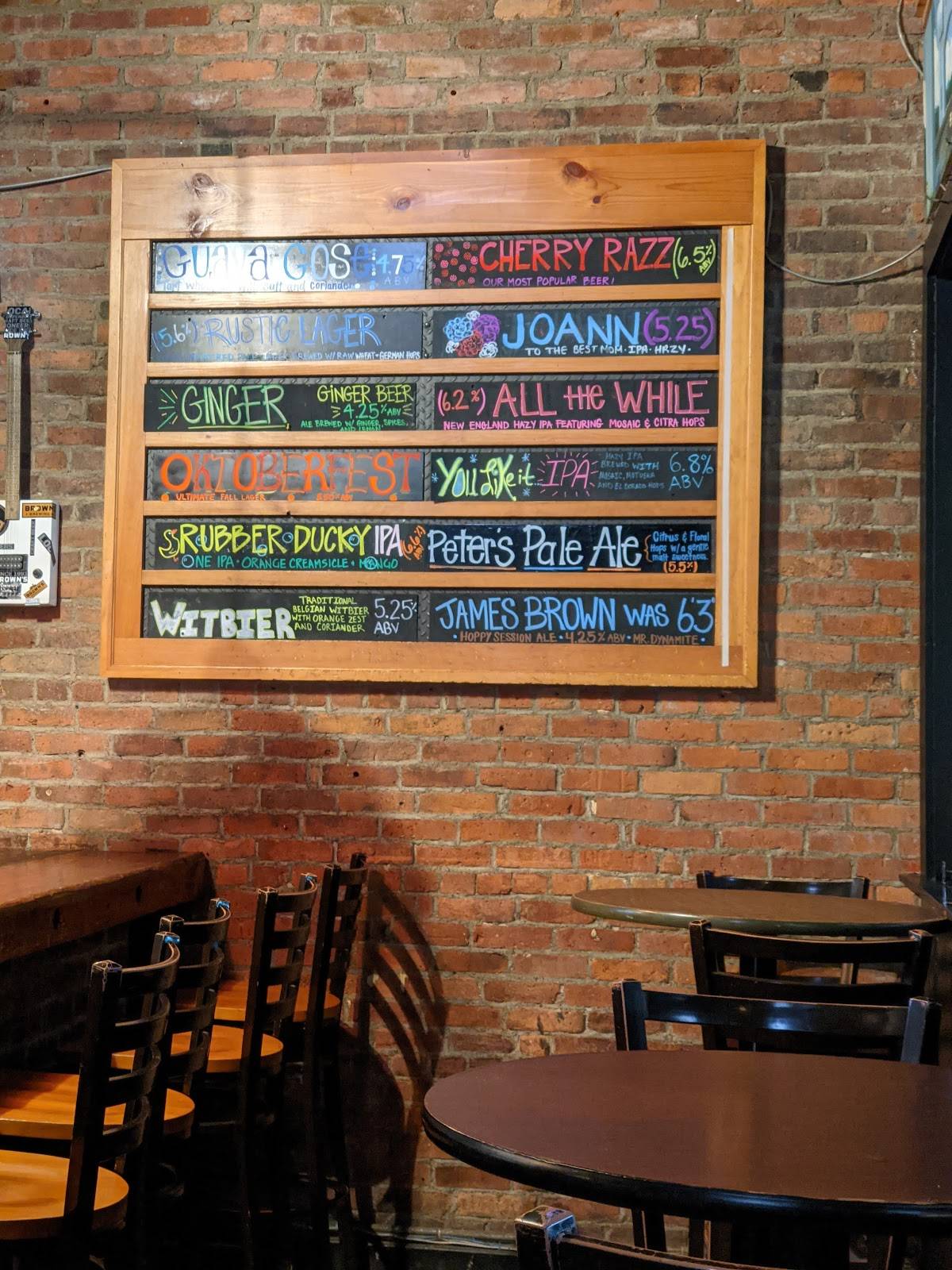 Menu at Brown's Brewing Company's Troy Taproom and Brewery pub & bar, Troy