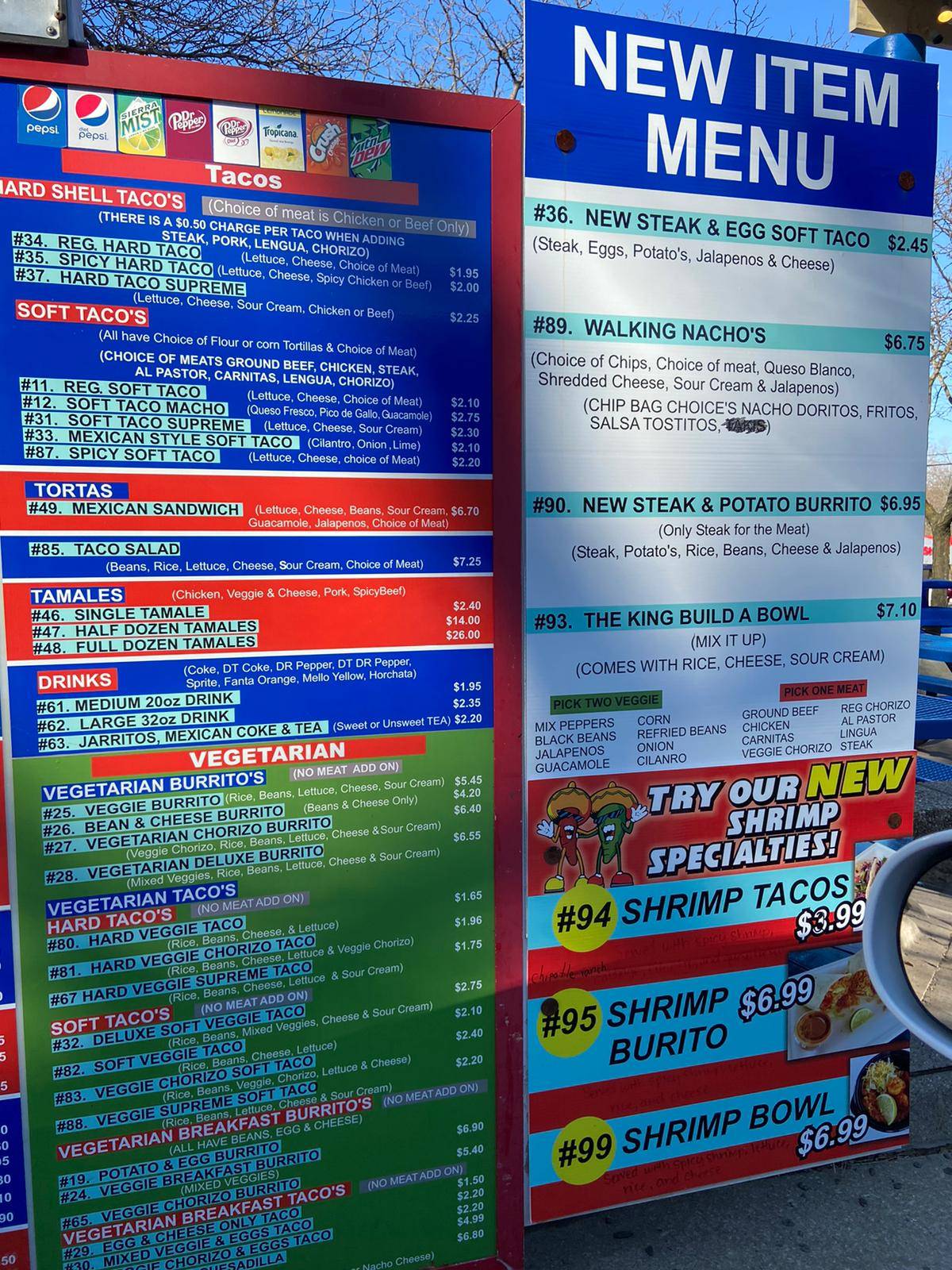 Menu at Burrito King fast food, Lawrence, 900 Illinois St