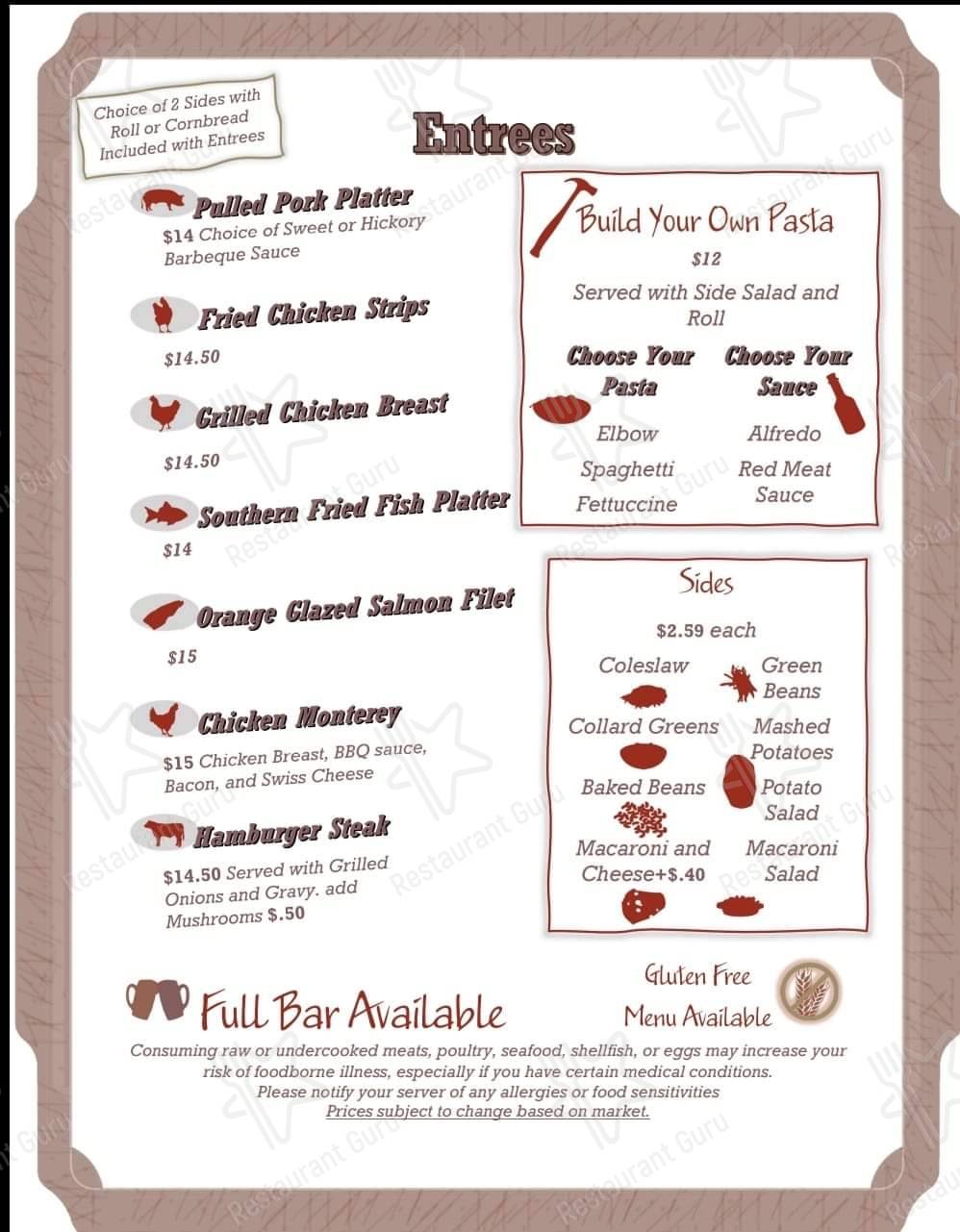 Menu at Family Tree T's Cafe, Low Moor