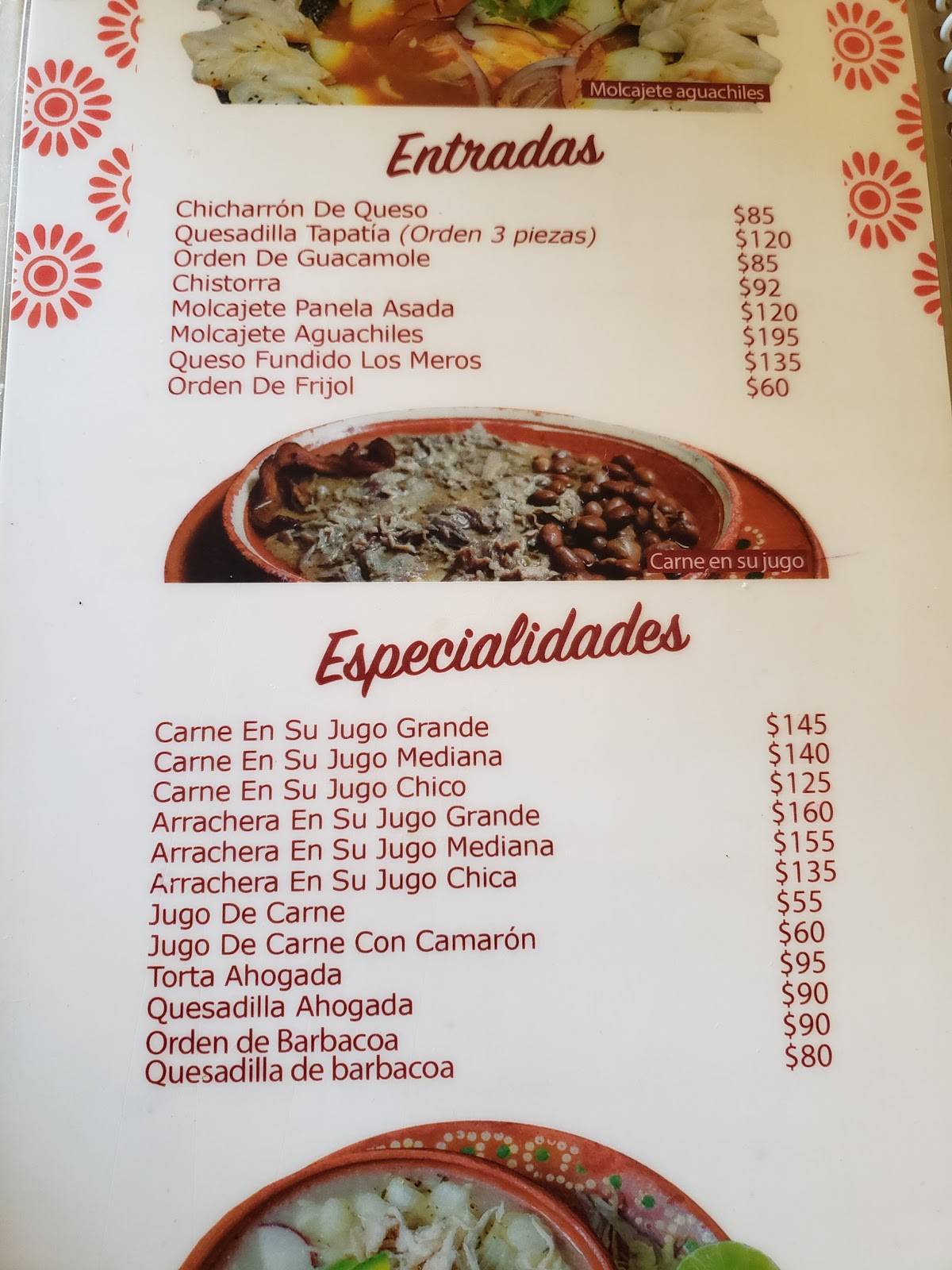 Carta del restaurante LOS MERO S del Jalisco Cancún Av La Luna Mza 3