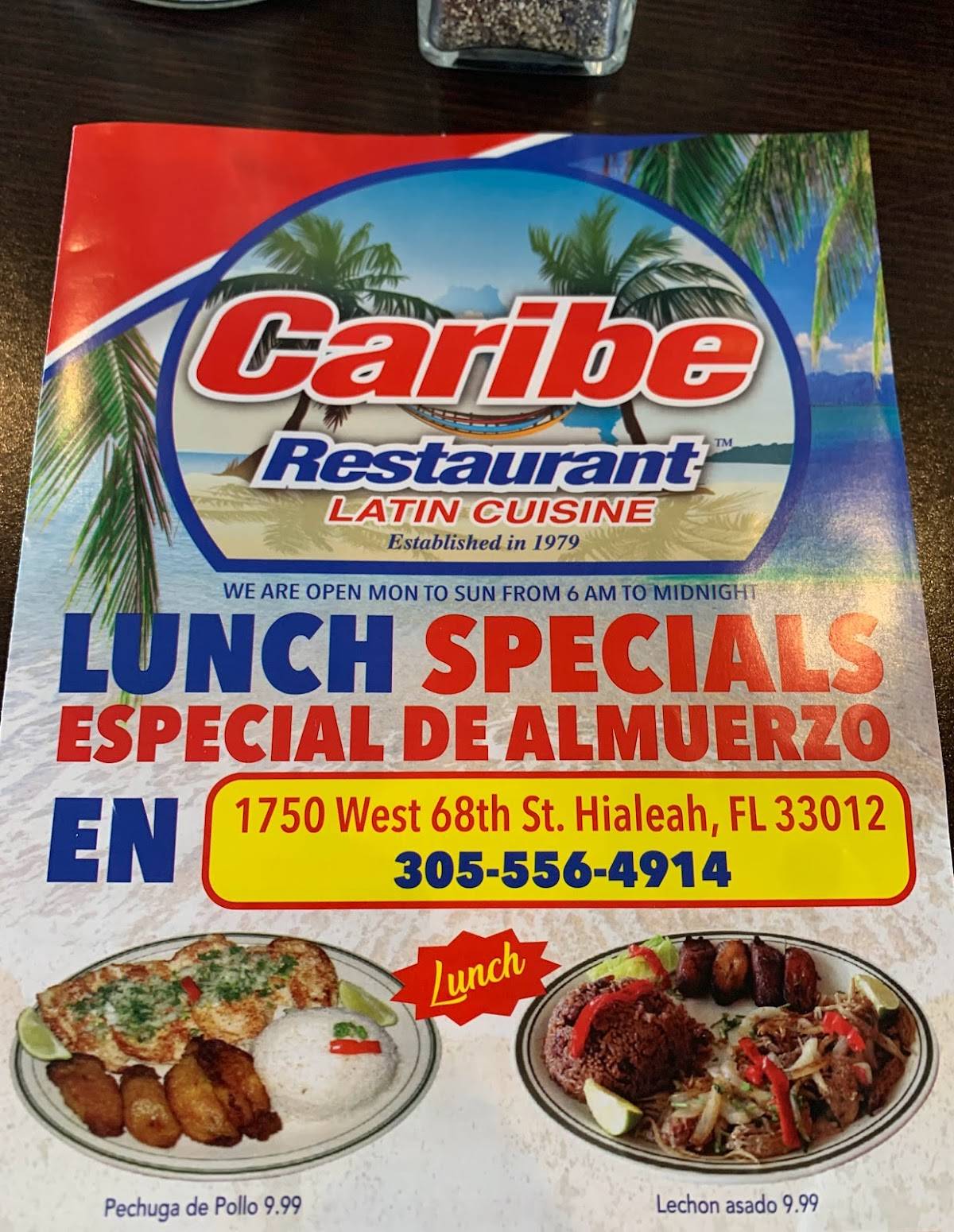 Меню Caribe Cafe Restaurant, Хайалиа, W 68th St