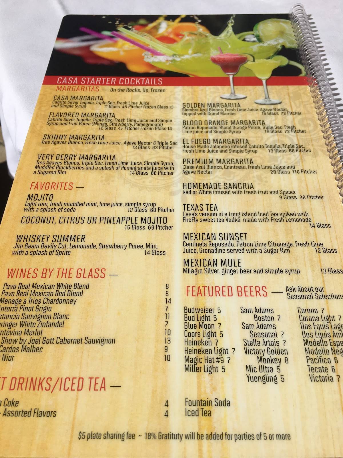 Menu at Casa Taco & Tequila Bar, Atlantic City