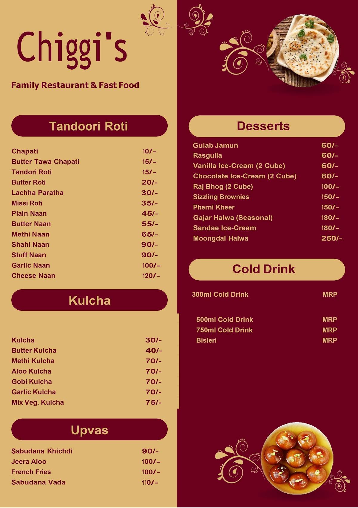 Menu at Chiggi's Family Restaurent & Fast Food, Umargam