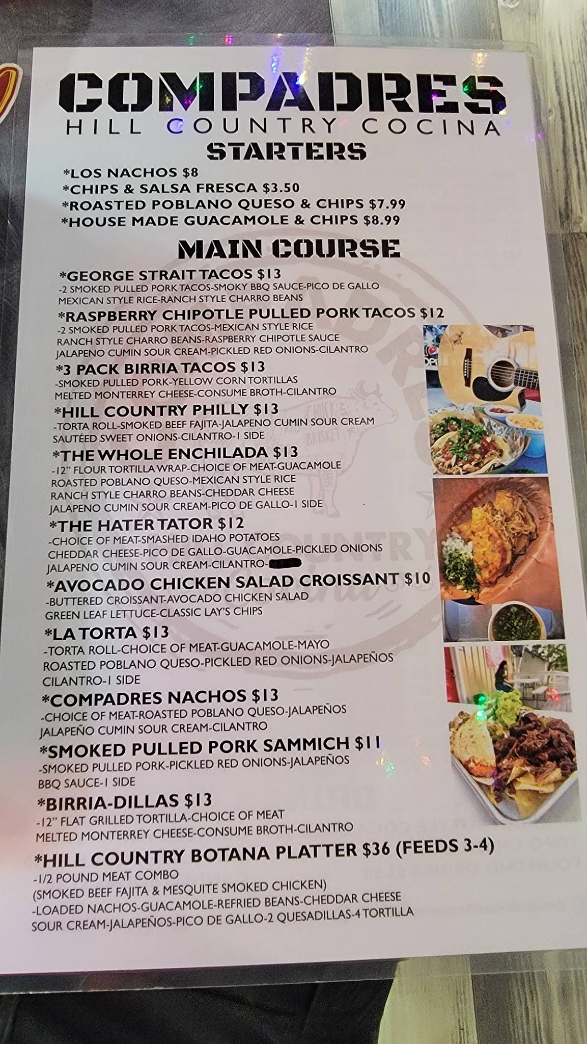 Menu at Compadres Hill Country Cocina LLC restaurant, Boerne