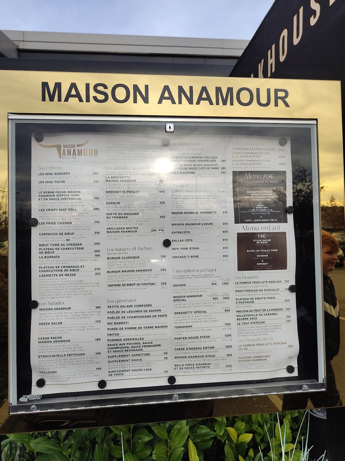 Maison Anamour Menu Prix