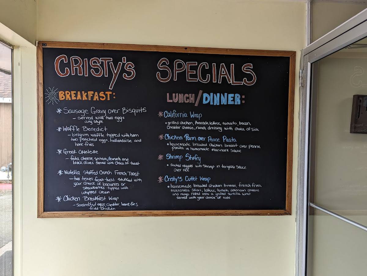 Menu at Cristy's Restaurant, Westbrook