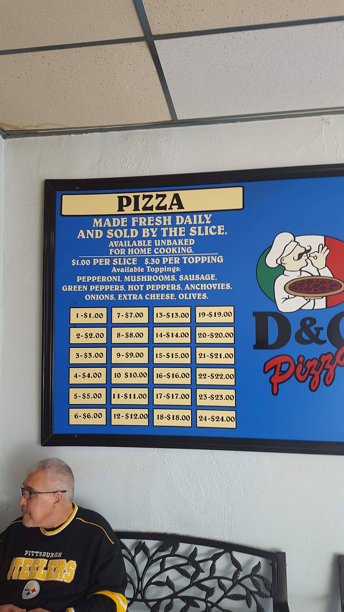 Menu at D&G Pizza pizzeria, Beaver Falls