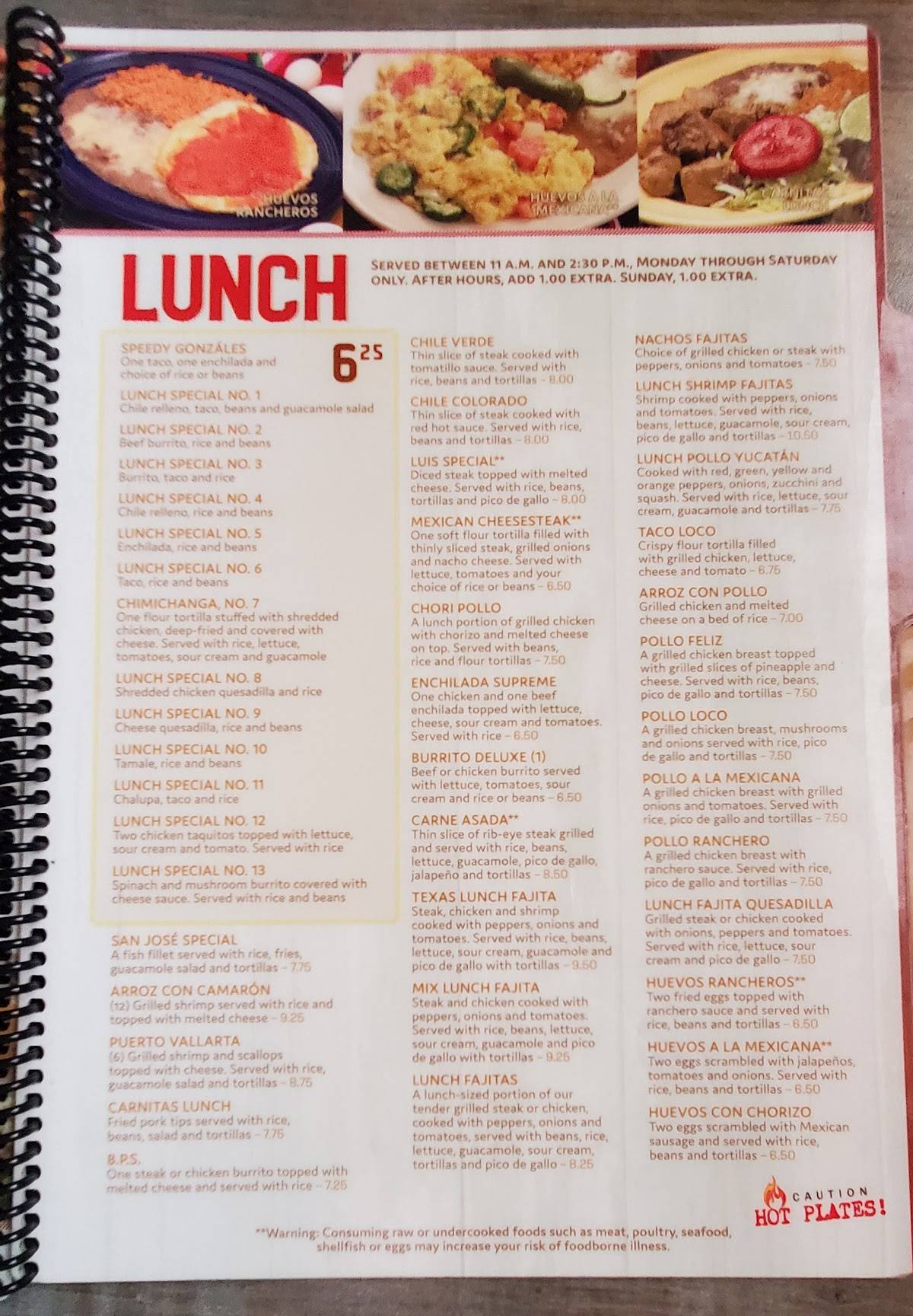 Menu at El Burrito Loco restaurant, Glade Spring, Brittany Lee Dr