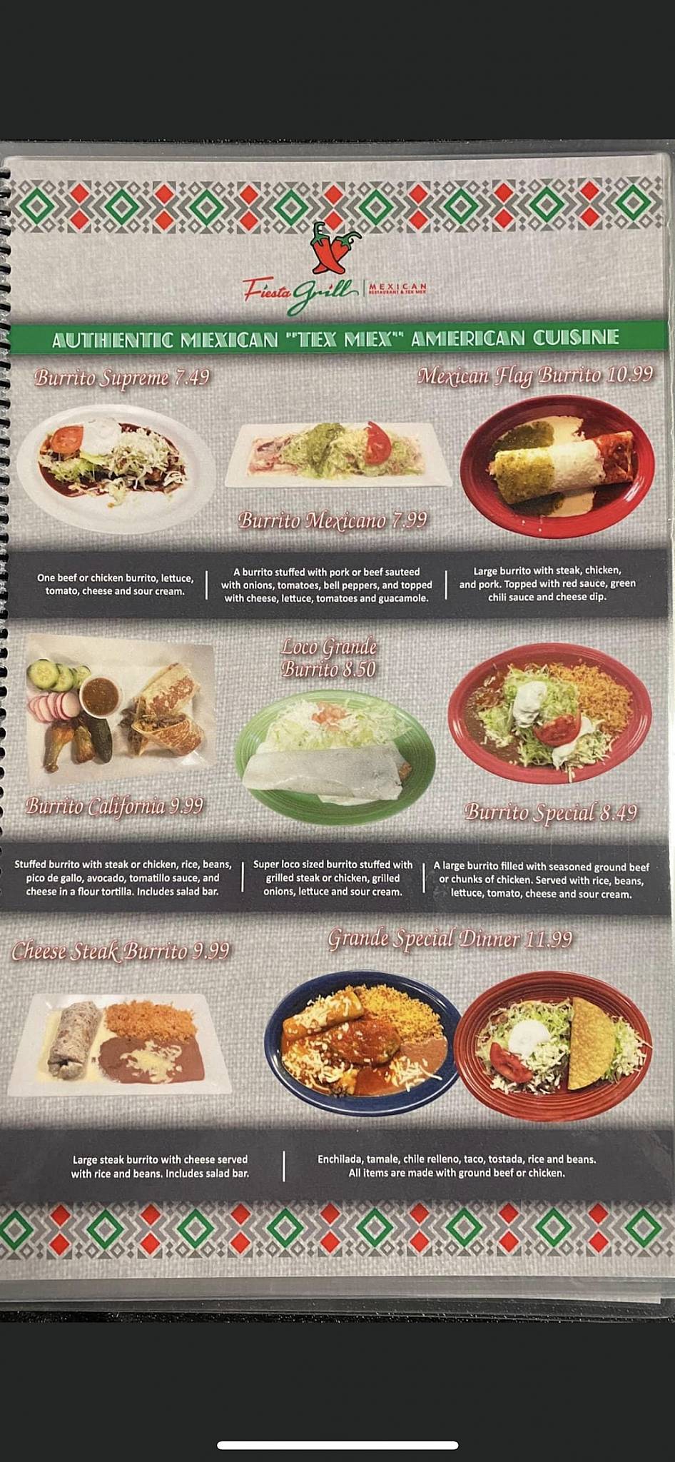 Menu at Fiesta Grill Mexican restaurant & TexMex, Ripley