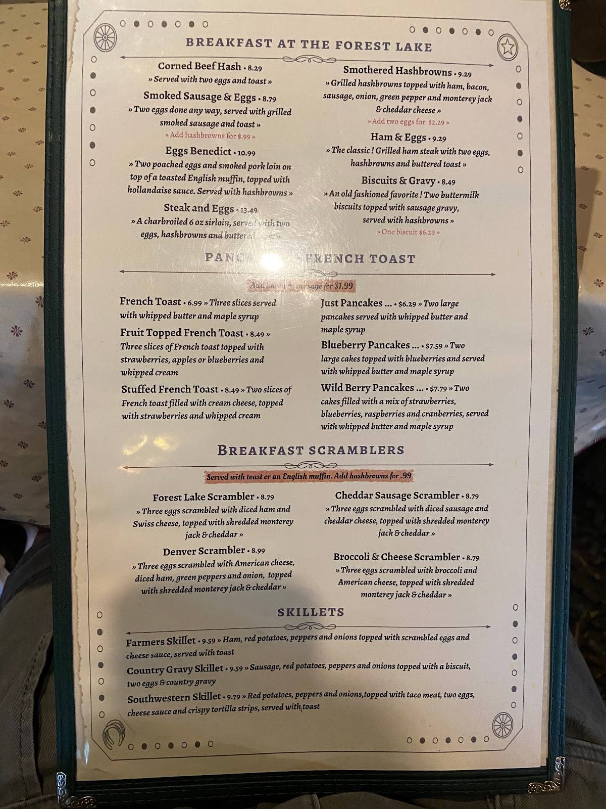 Menu at Forest Lake Restaurant, Grand Rapids