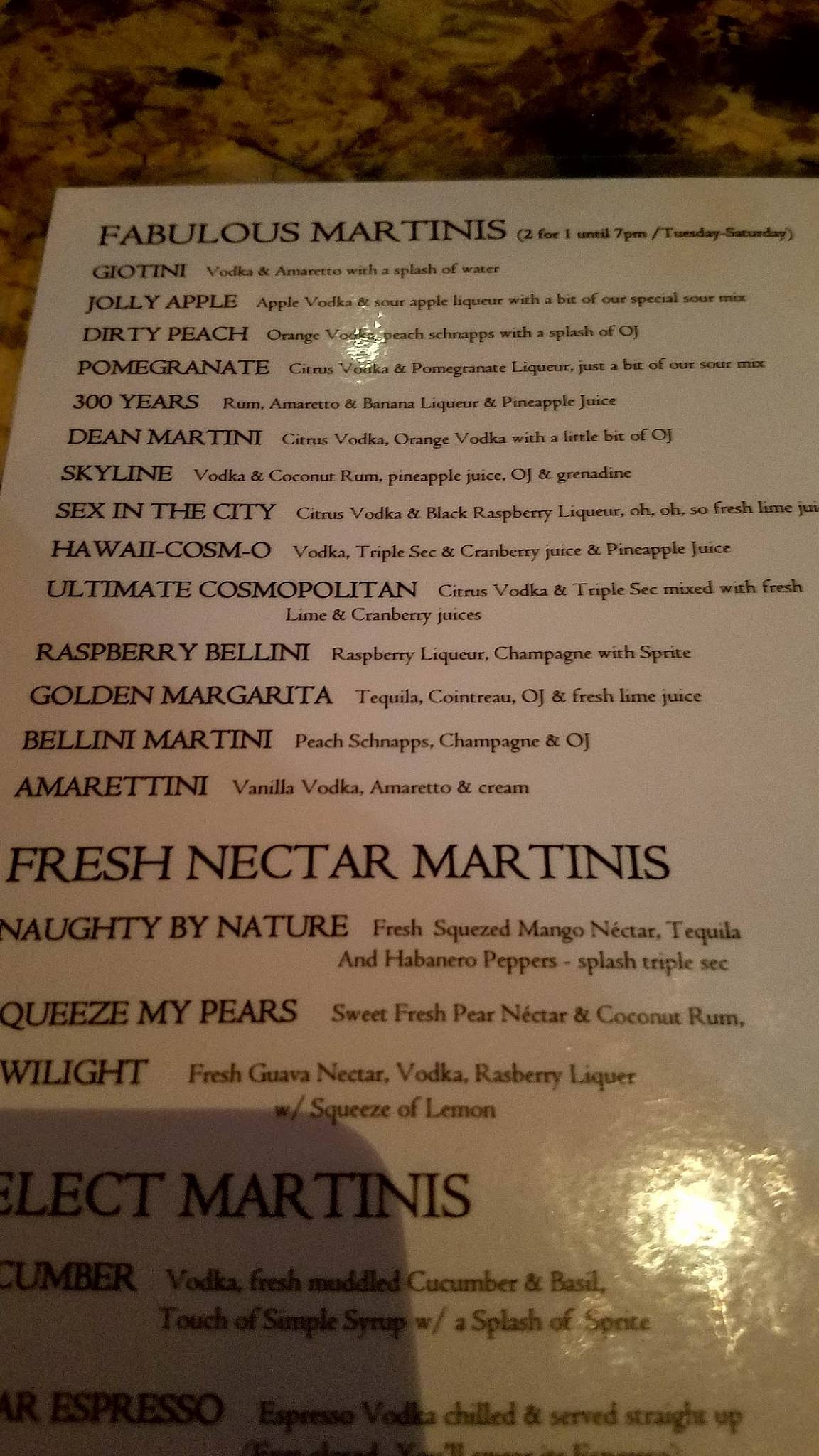 Menu at Gio Fabulous Pizza & Martini pub & bar, Ellenton, 60th Ave E