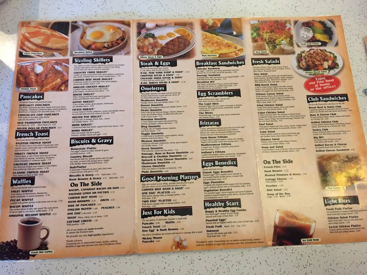 Menu at Indiana Pancake House restaurant, Bluffton