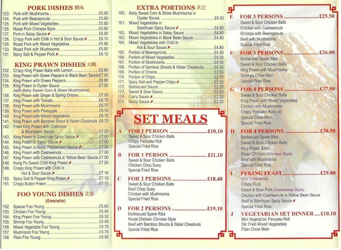 Menu at Jasmine House fast food, Leighton Buzzard