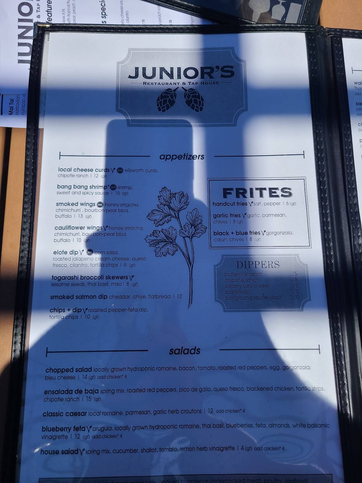 Menu at Junior's Restaurant & Tap House, River Falls