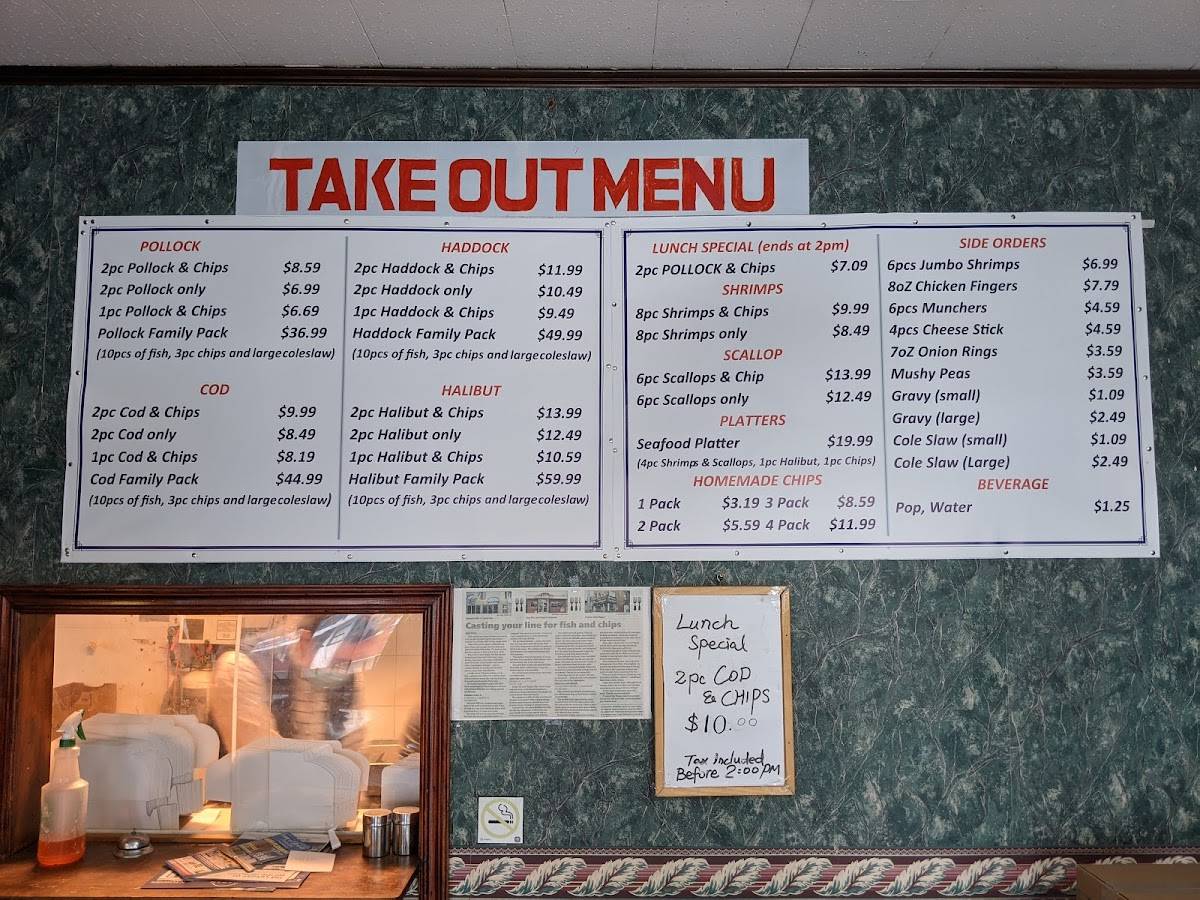 Menu at King Fish & Chips restaurant, Kitchener