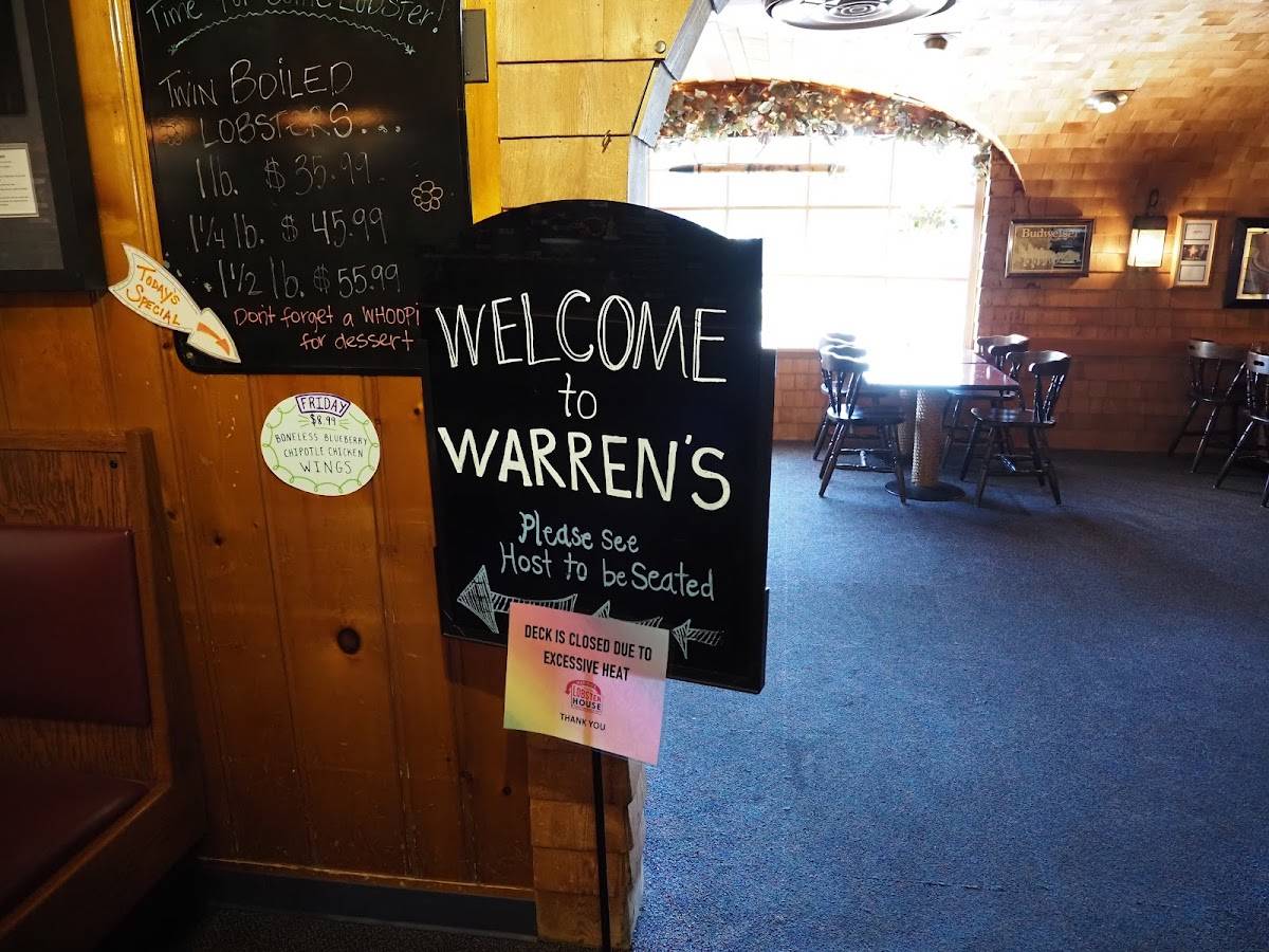Menu at Warren's Lobster House restaurant, Kittery