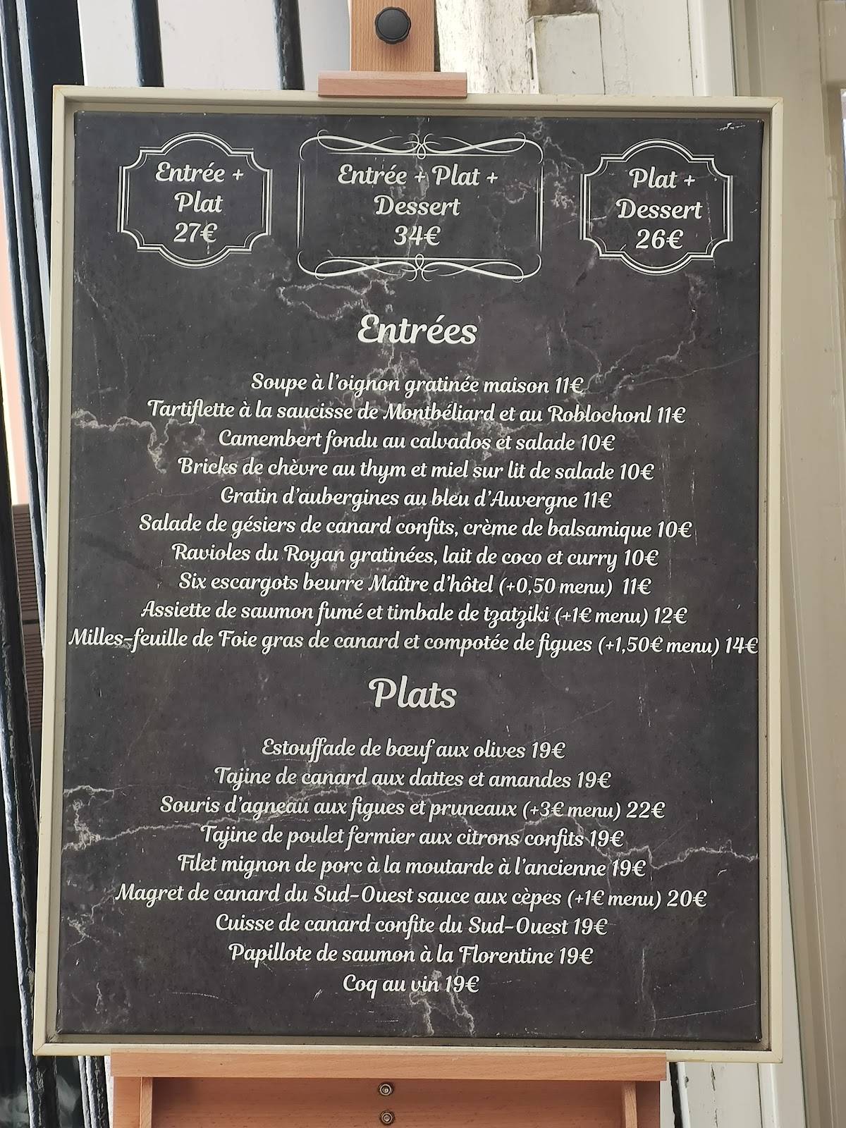Menu at La Jacobine restaurant, Paris, 5961 Rue SaintAndré des