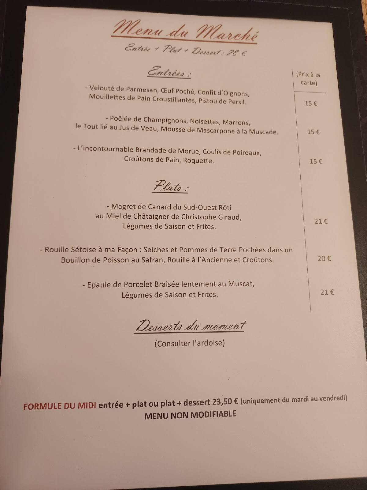 Menu Au La Table Des Balmes Restaurant Beaumes De Venise