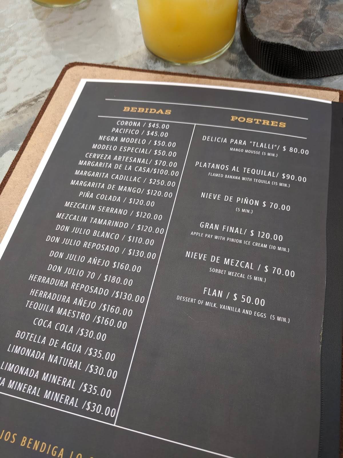 Carta de Landi's Restaurant, Todos Santos, Calle Juarez Topete e Hidalgo