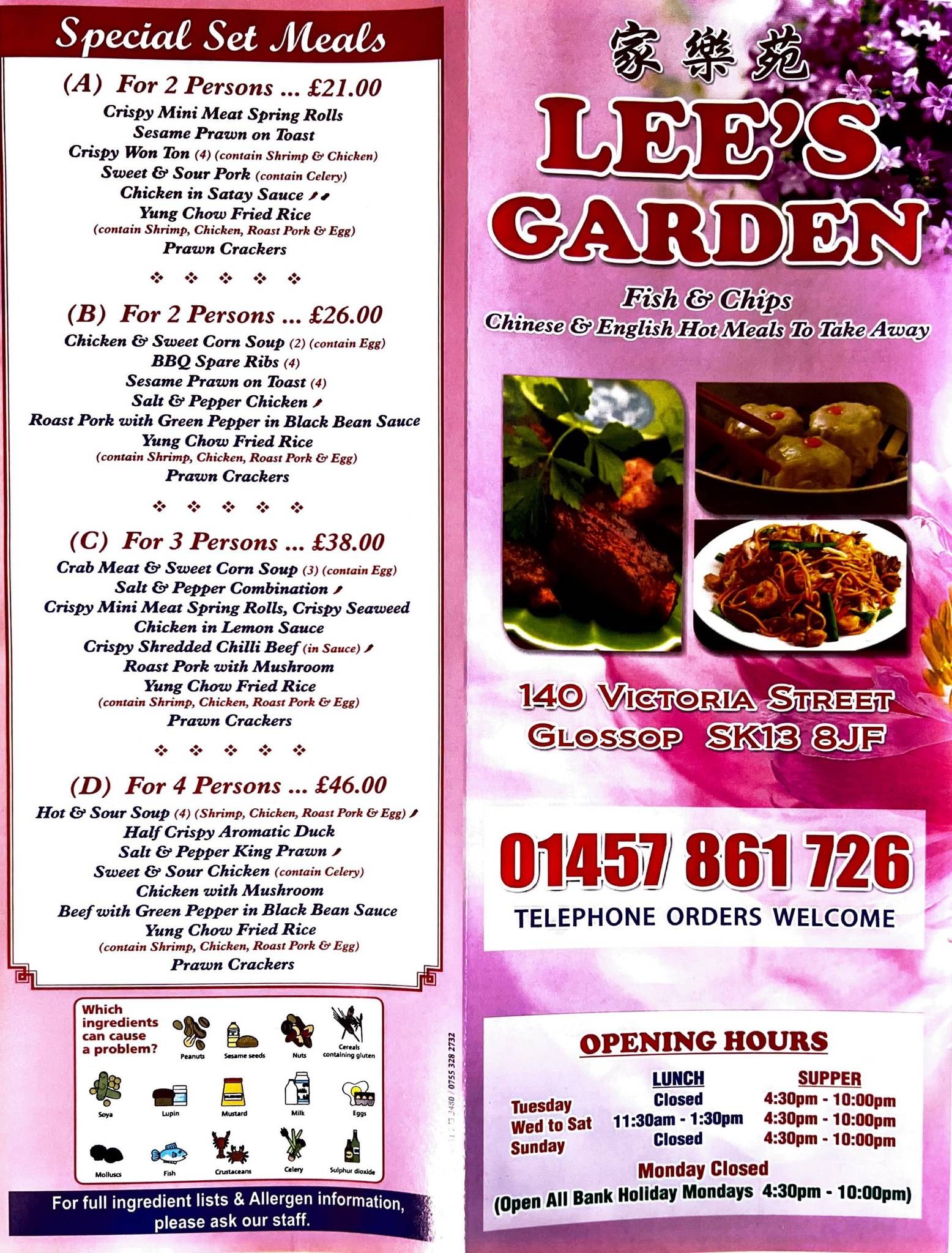 Menu At Lee Garden Fast Food Glossop