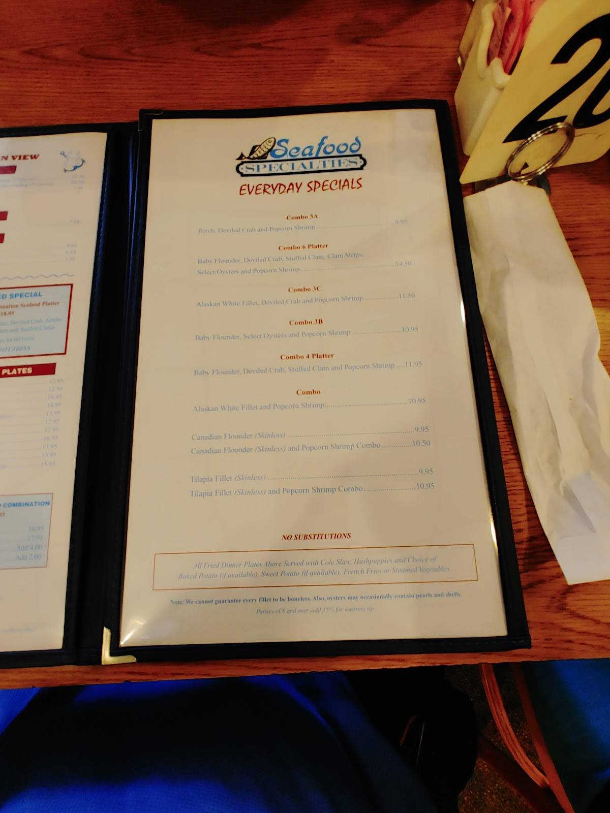 Menu at Ocean View Seafood restaurant, Lexington