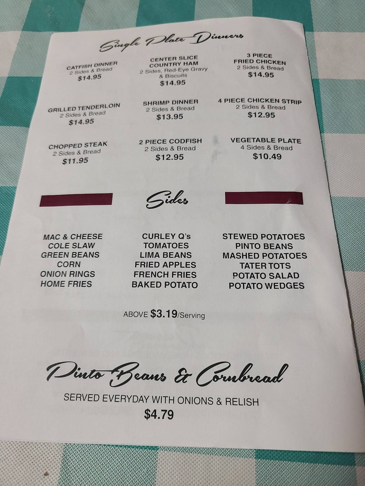 Menu at Lighthouse Restaurant, Sulphur Well Historic District, Sulphur