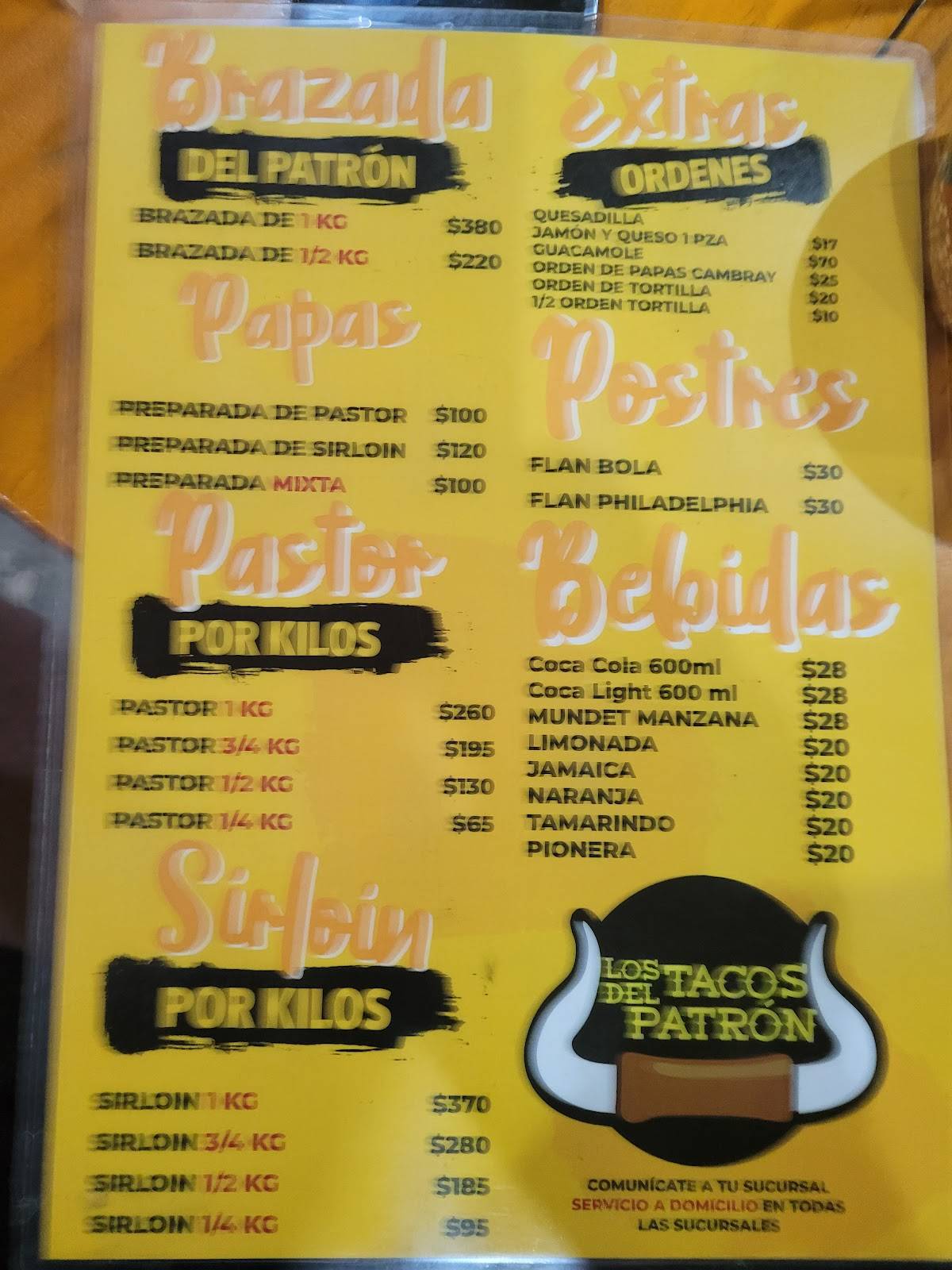 Carta del restaurante Los Tacos Del Patrón Suc. Real Montejo, Merida