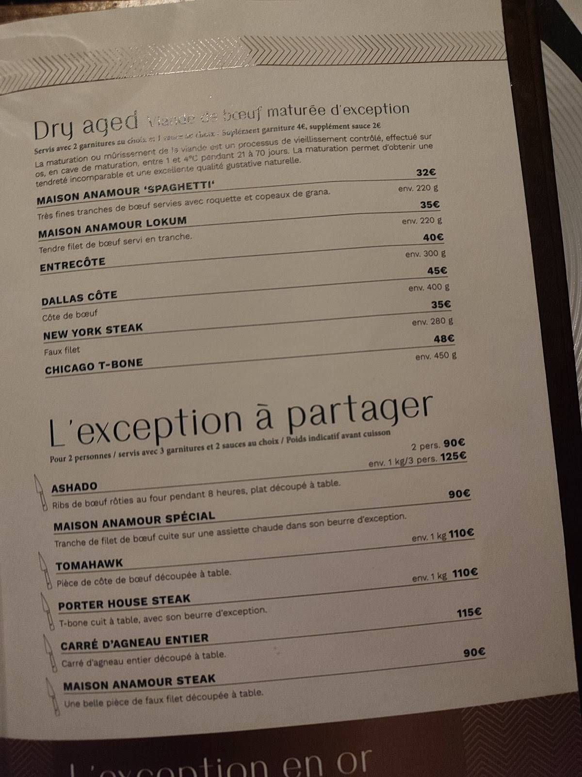 Maison Anamour Menu Prix