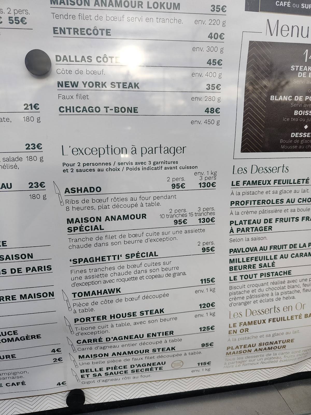 Maison Anamour Menu Prix