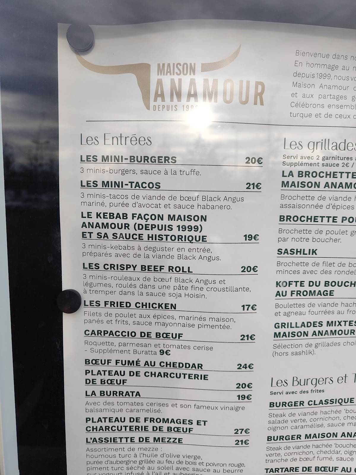 Maison Anamour Menu Prix