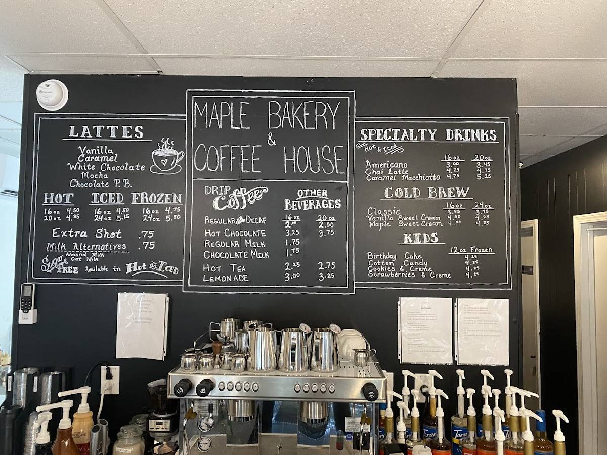 Menu at Maple Bakery & Coffee House, Williamston