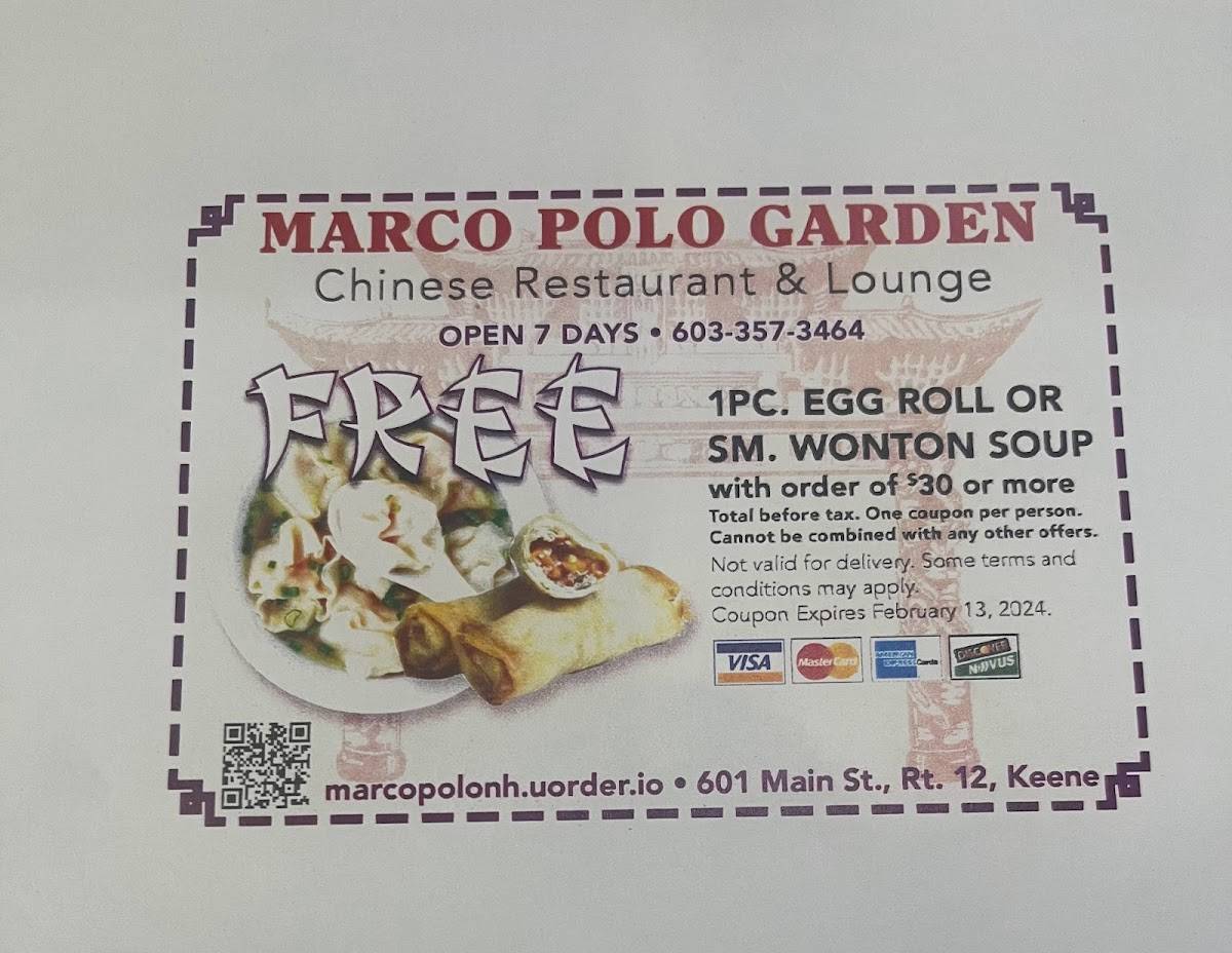 Menu at Marco Polo garden Chinese restaurant, Keene