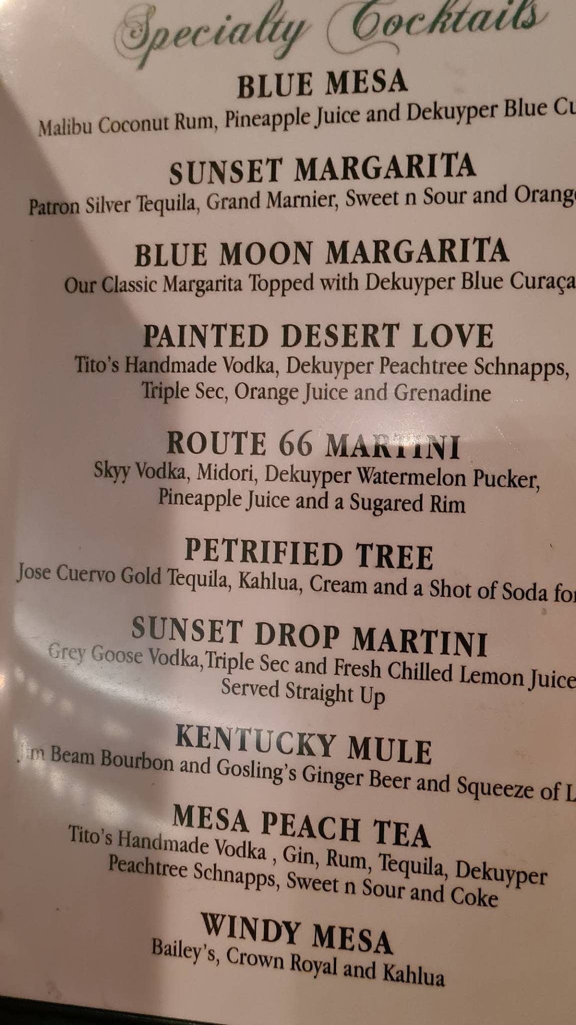 Menu at Mesa Italiana Restaurant, Holbrook