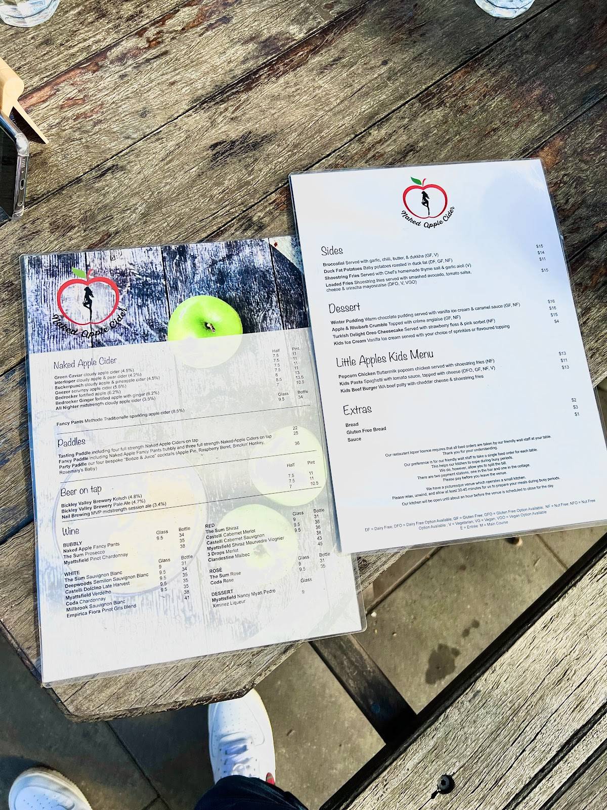 Menu at Naked Apple Cider House restaurant, Karragullen
