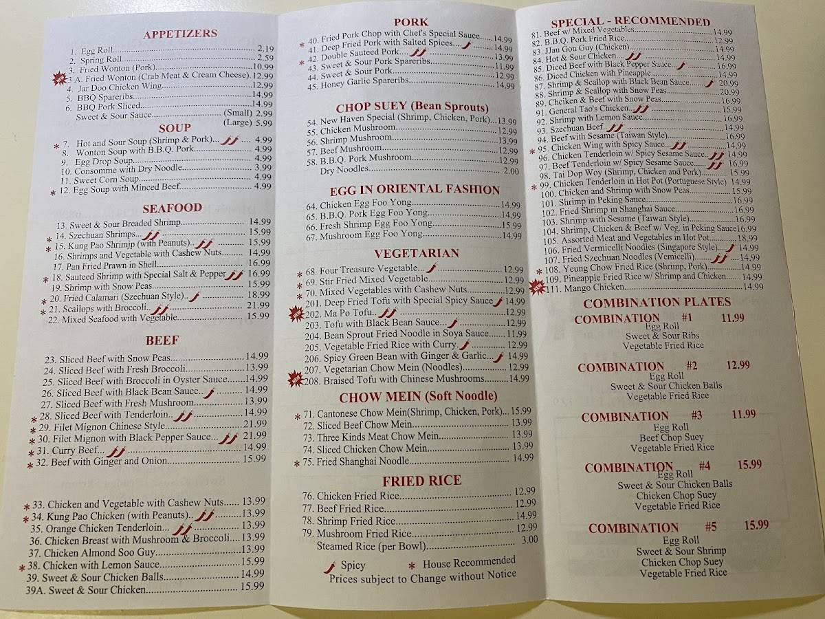Menu at New Haven Restaurant, Bracebridge