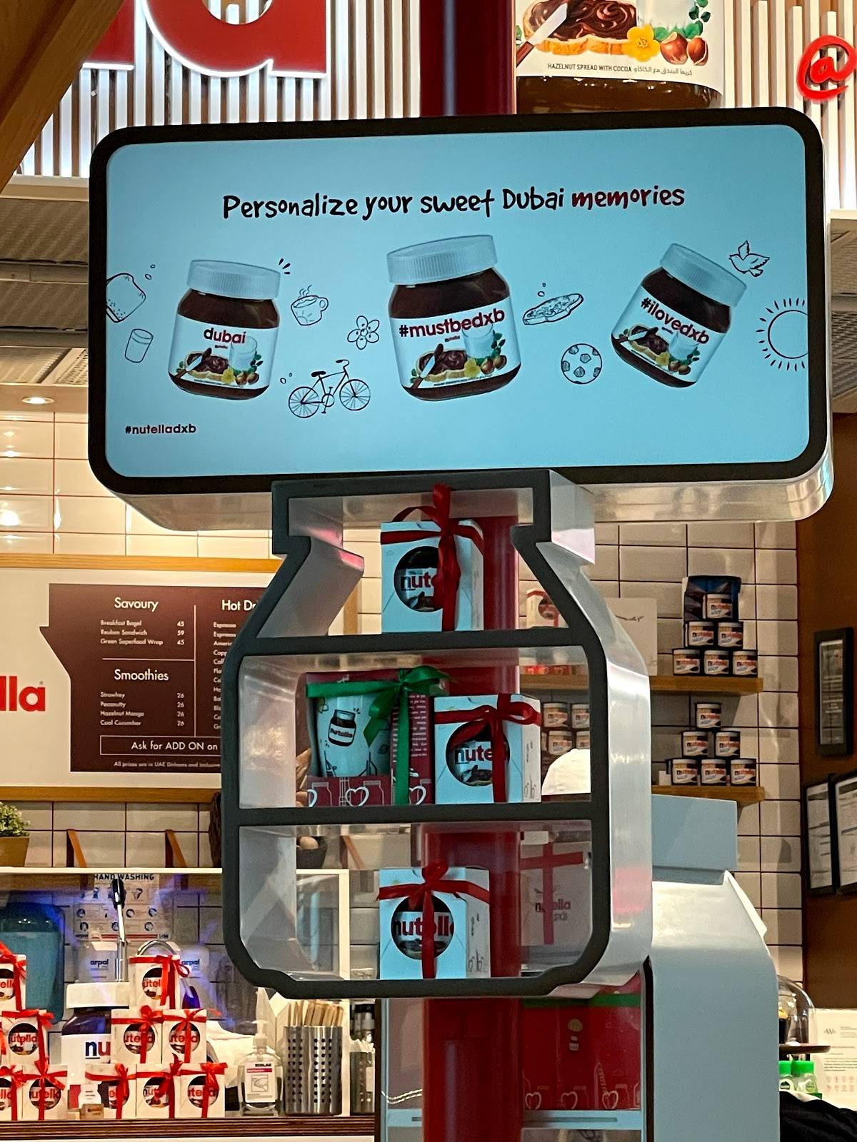 Menu at Nutella Cafe Dubai Airport, UAE