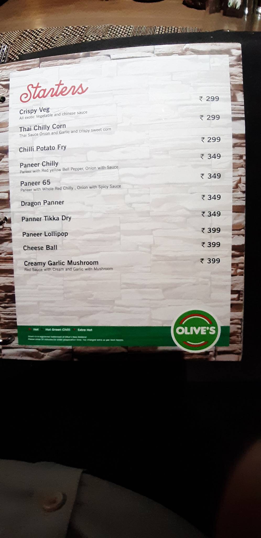 Menu at Olive's Pizza & Sizzlers, Vadodara