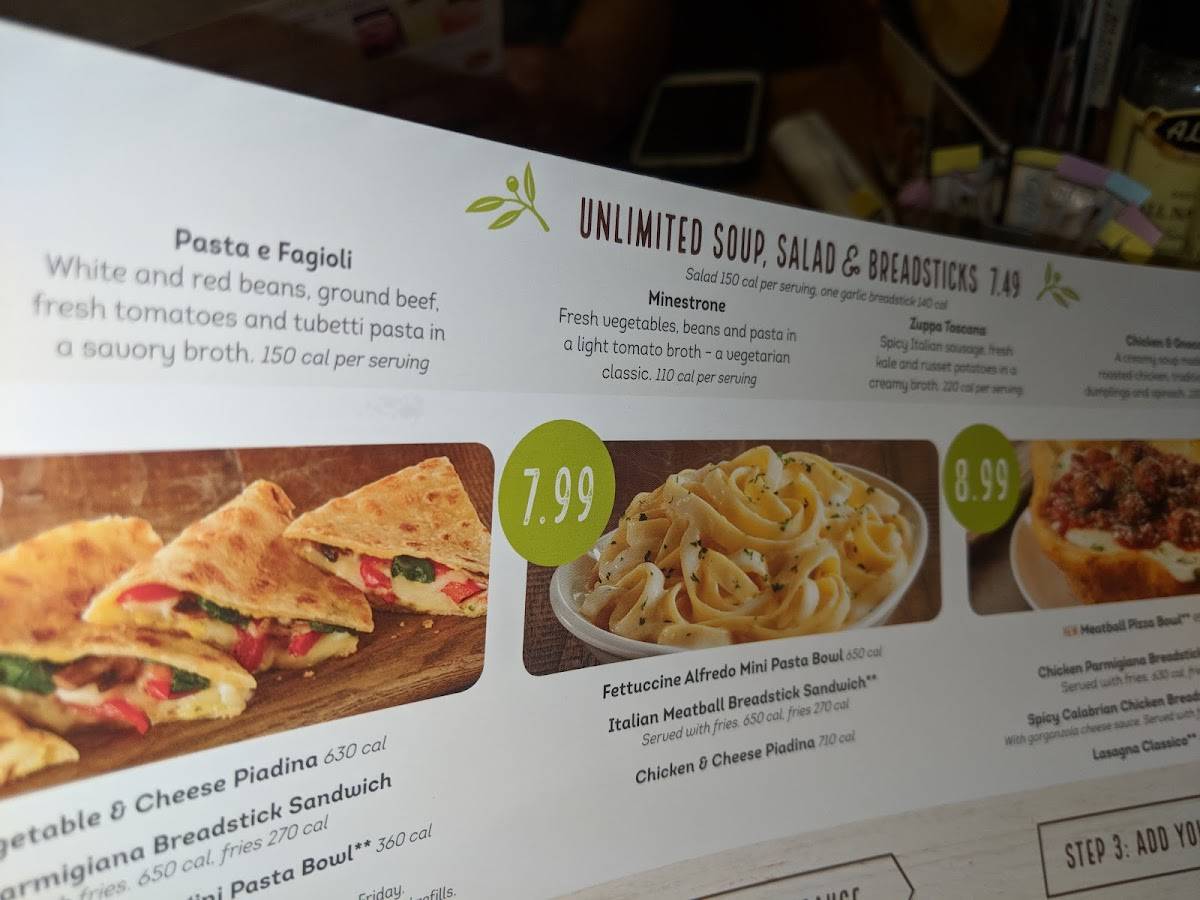 Menu at Olive Garden Italian Restaurant, Oshkosh