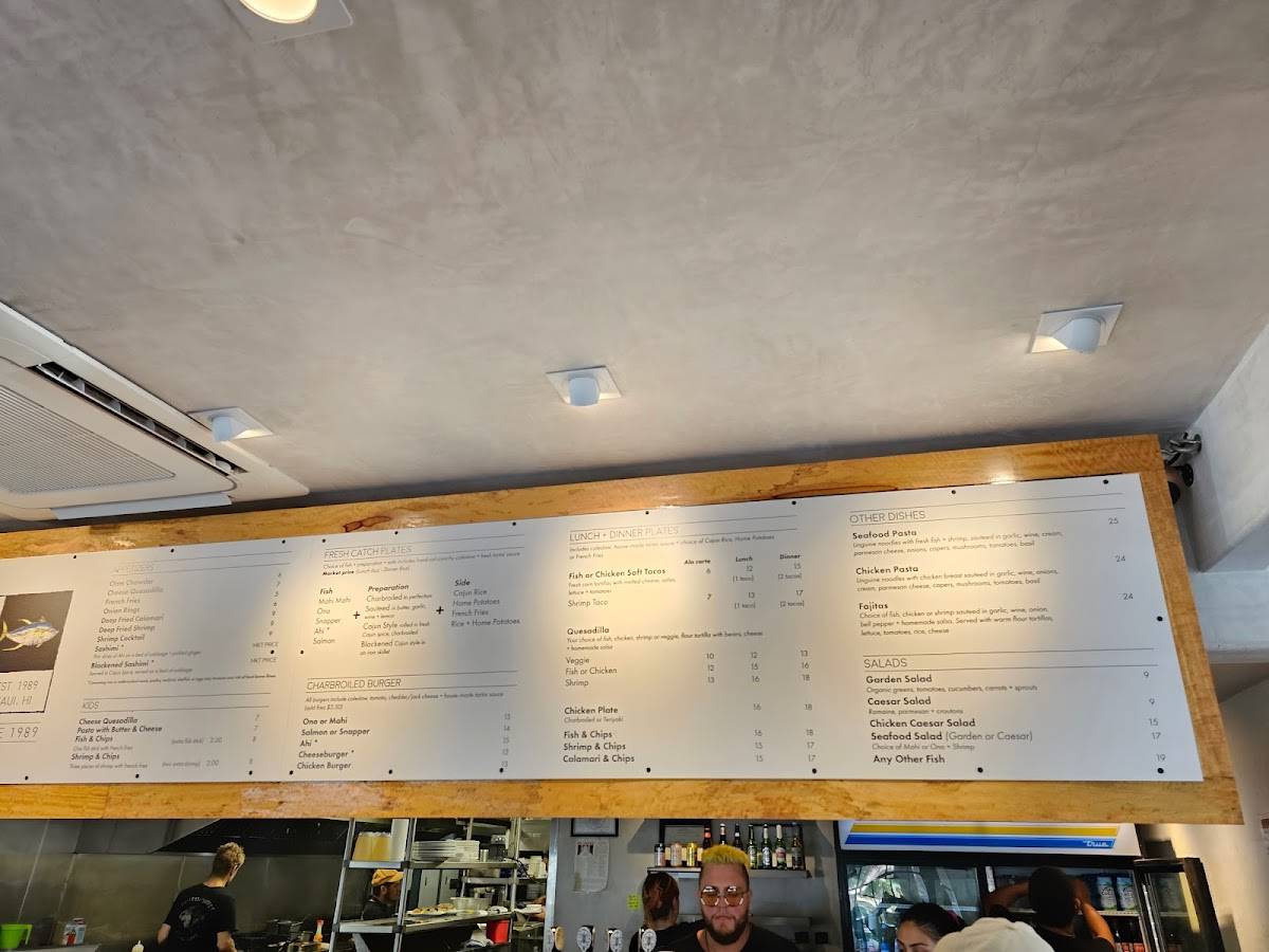 Menu at Paia Fishmarket Front Street Restaurant, Lahaina